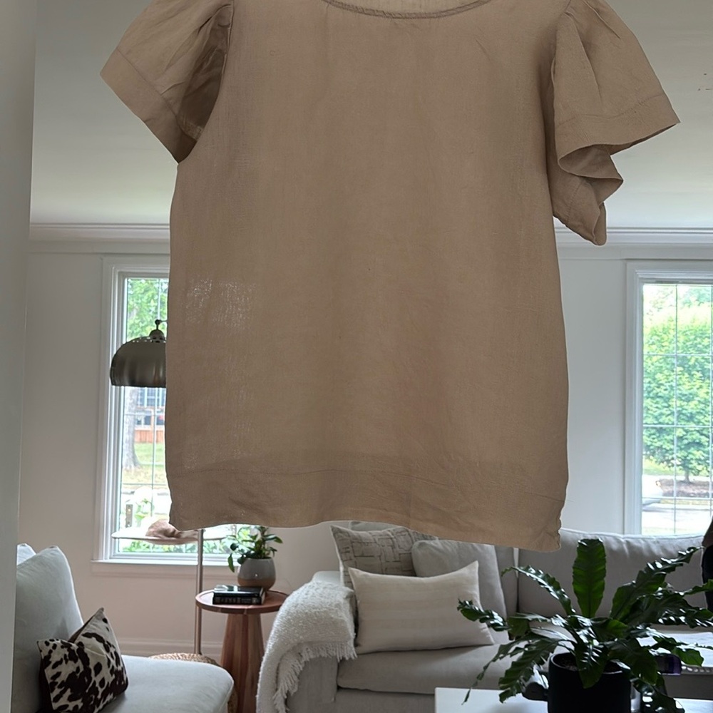 United Colors Of Benetton Tan Boxy Blouse Short Sleeve